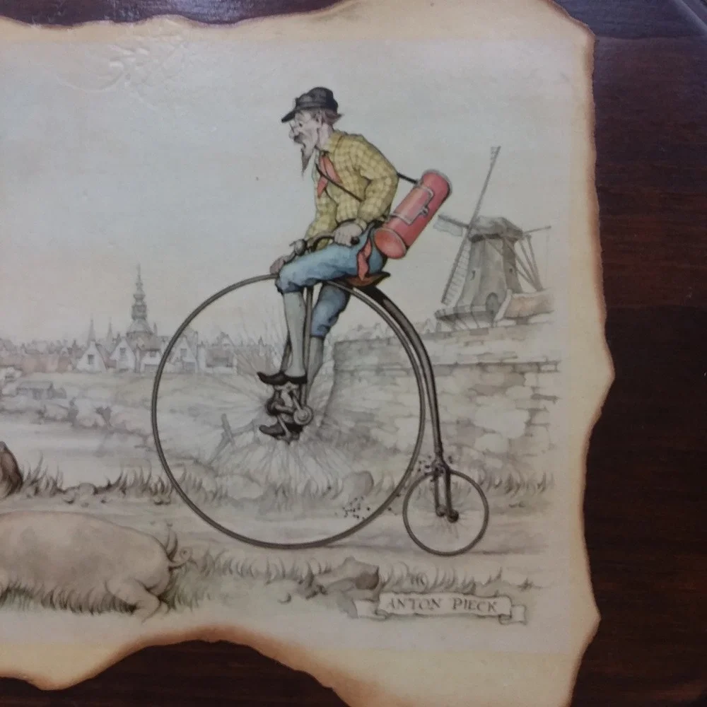 Set of 2 Vintage Anton Pieck Wall Plaque Decor Art‎ Wood Framed Old Country 10x9